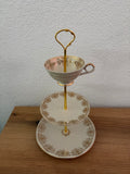🤍 Goldene Teestunde – handgefertigte Etagere aus Vintage-Porzellan