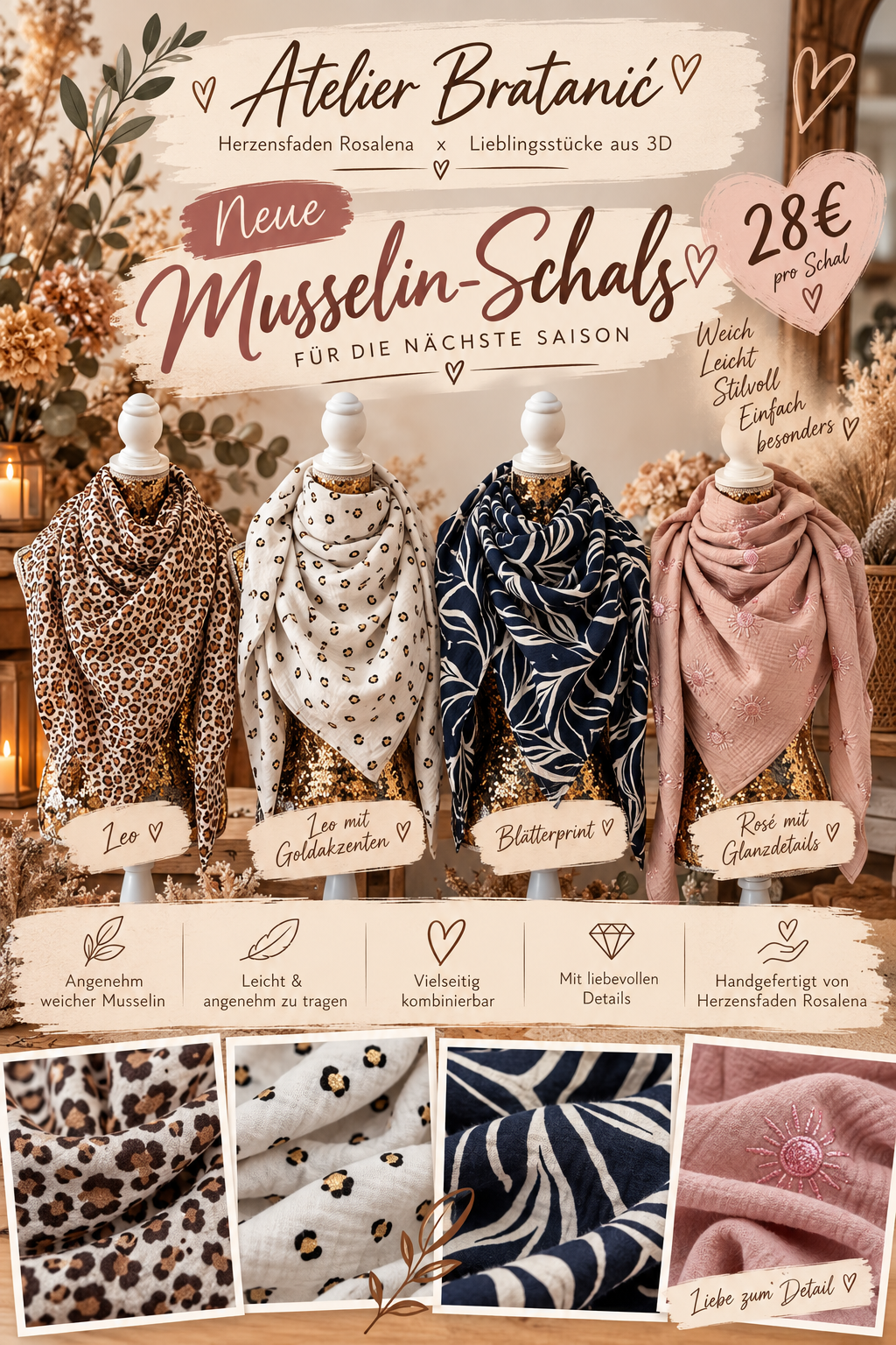 Neue Kollektion 2026 🍁 Musselin-Schals